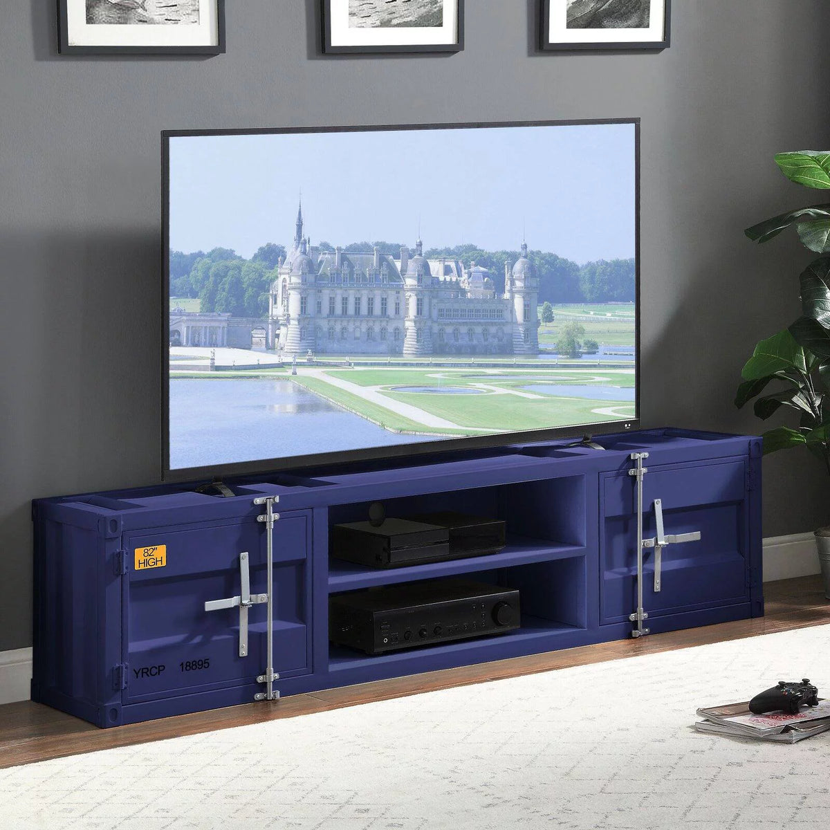 2-Door Metal Frame TV Stand with Shelves K5980