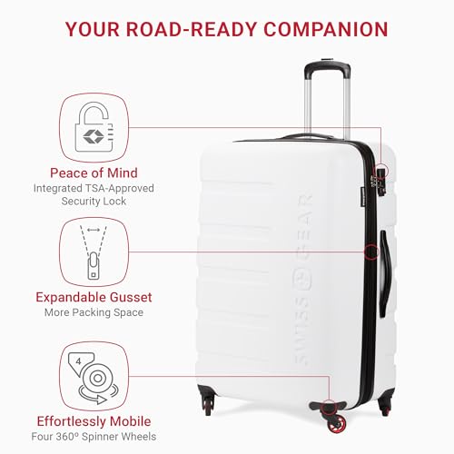Hardside Expandable Luggage with Spinner Wheels, White, Carry-On 19-Inch N105