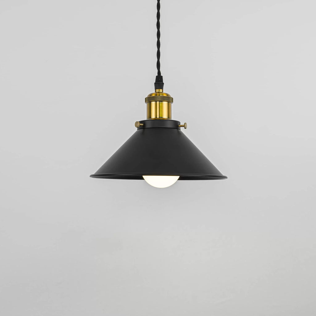 Industrial Pulley Pendant Lamp with Plug-in Cord Black Iron Shade D45216