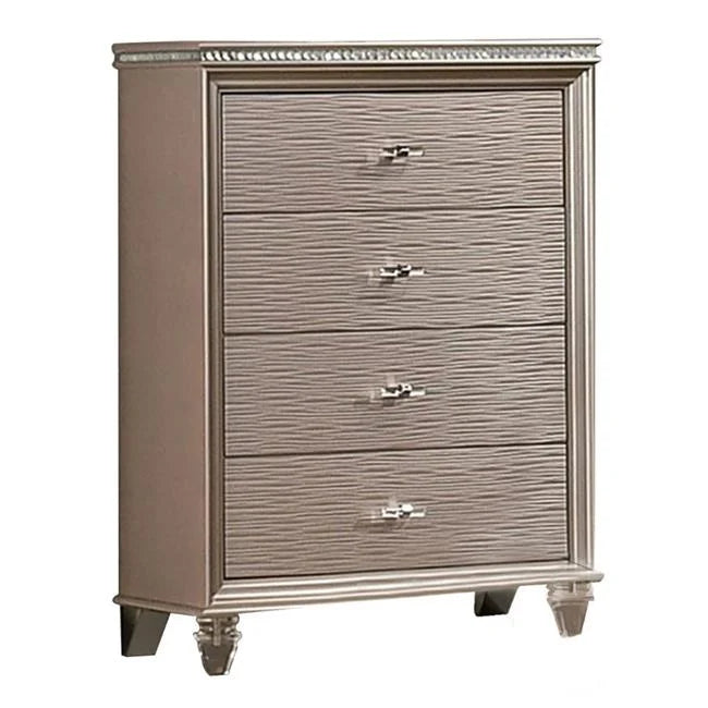 44 in. Tall Dresser Chest with Textured Drawers & Crystal Accents S92092