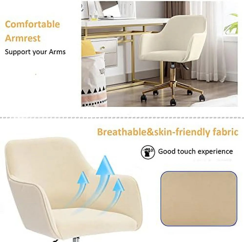 Velvet Desk Chair with Woven Backrest and Gold Base B748756