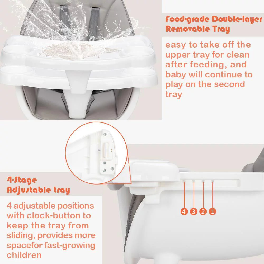 Wooden Gray Convertible High Chair H581