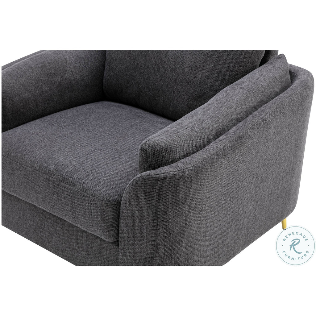Dark Gray Polyester Accent Chair with Gold Metal Legs Y251179