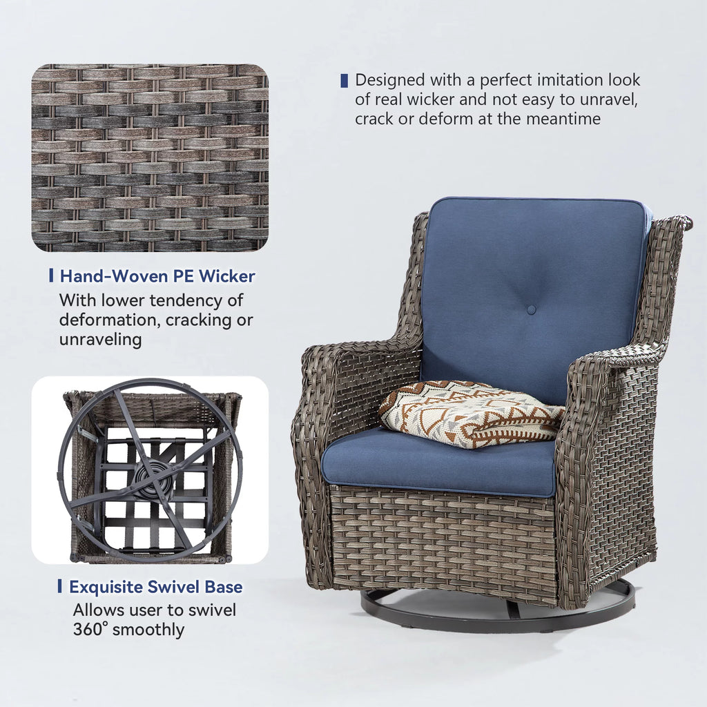 Wicker Swivel Chair with Cushions K4895