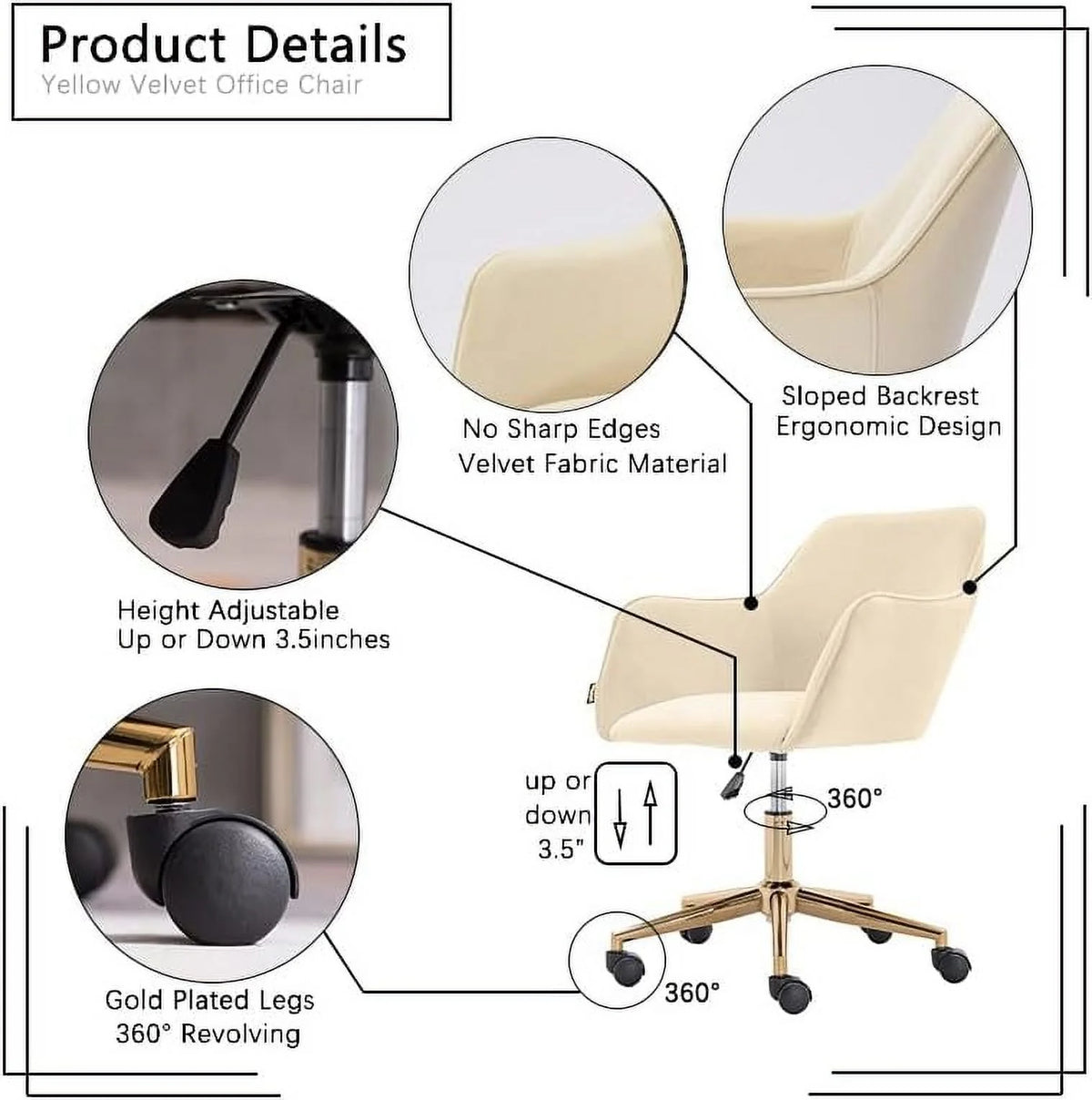 Velvet Desk Chair with Woven Backrest and Gold Base B748756