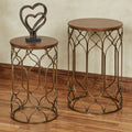 Bronze Walnut Wooden & Metal Nesting Tables Set of 2 B8612