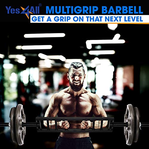 Multi Grip Barbell & Cable Attachment with 2 Collars U7414