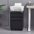 Black 3 Drawer Metal File Cabinet with Lock S63312