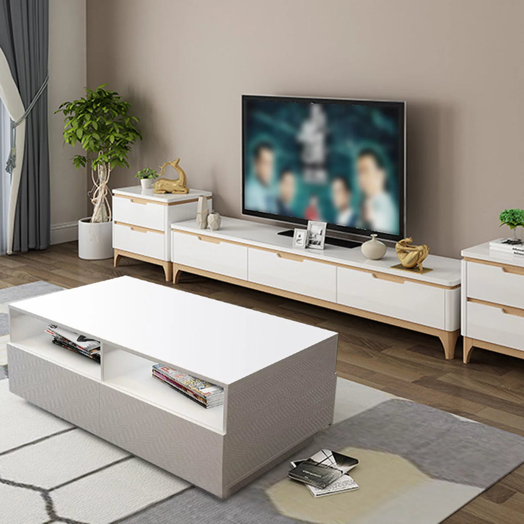 High Gloss Coffee Table with 4 Drawers and 2 Open Shelves N19838
