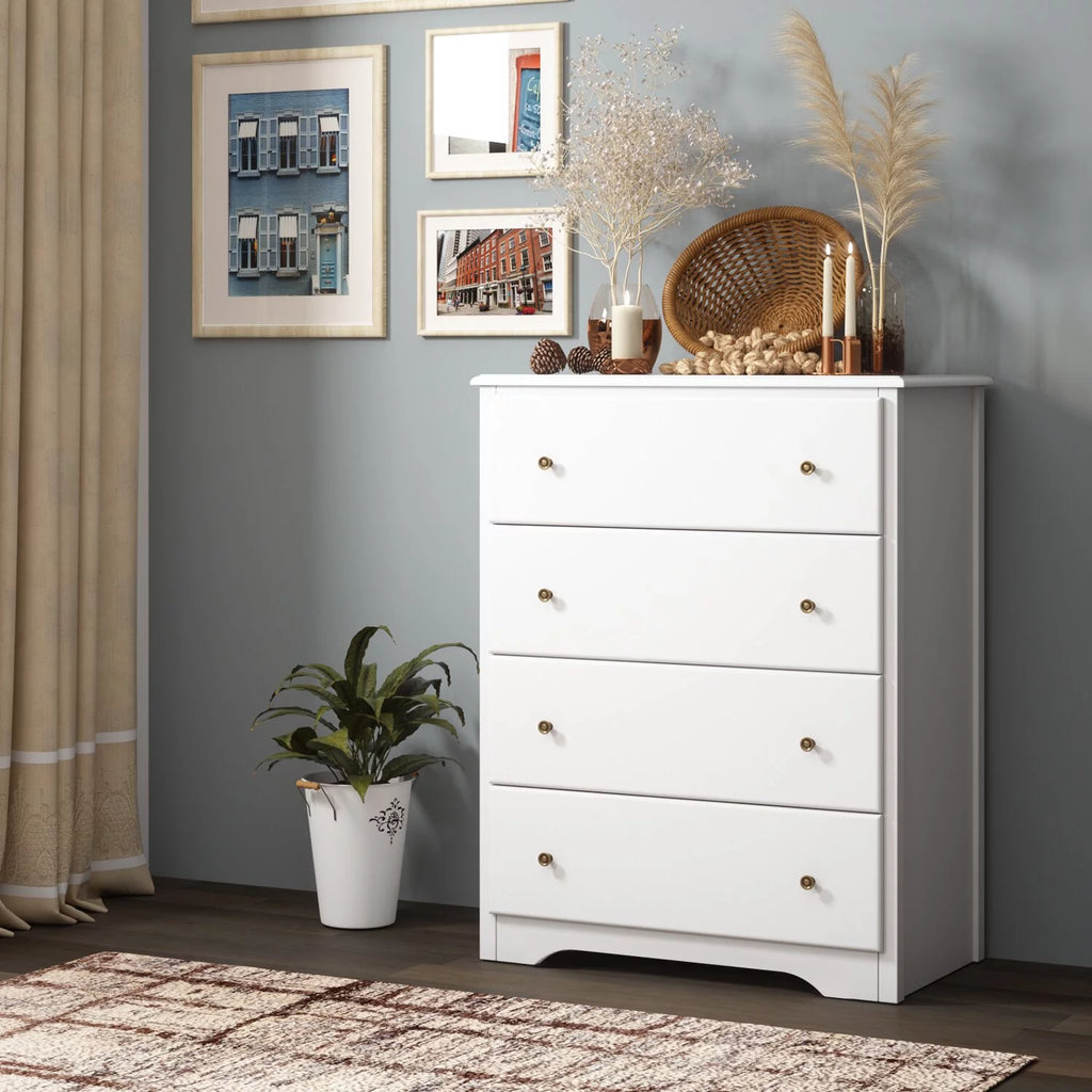 White 4 Drawer Dresser S5820