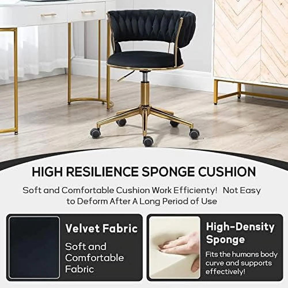 Velvet Height Adjustable Swivel Office Chair with Wheels H798