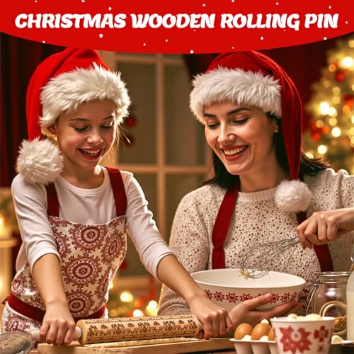 Wooden Embossed Rolling Pin with Snow Pattern N35664