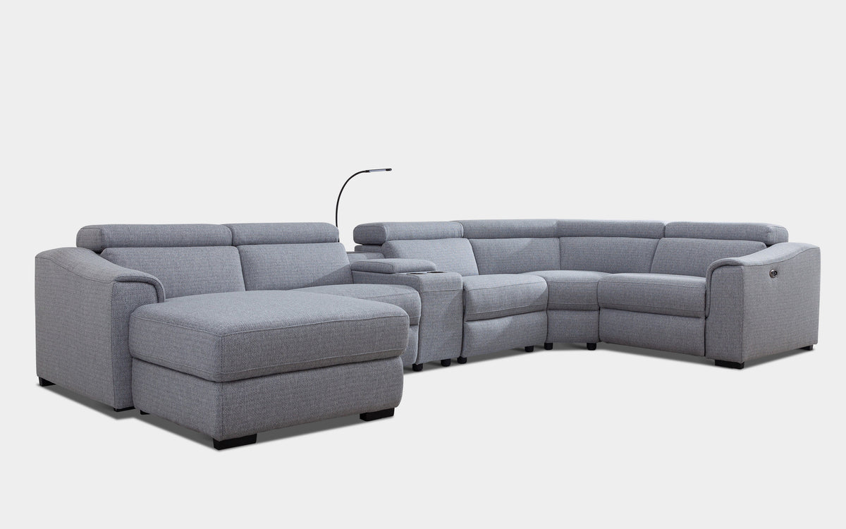 Light Grey 6 Pc Reclining Sectional with Left Hand Facing Chaise Y5521