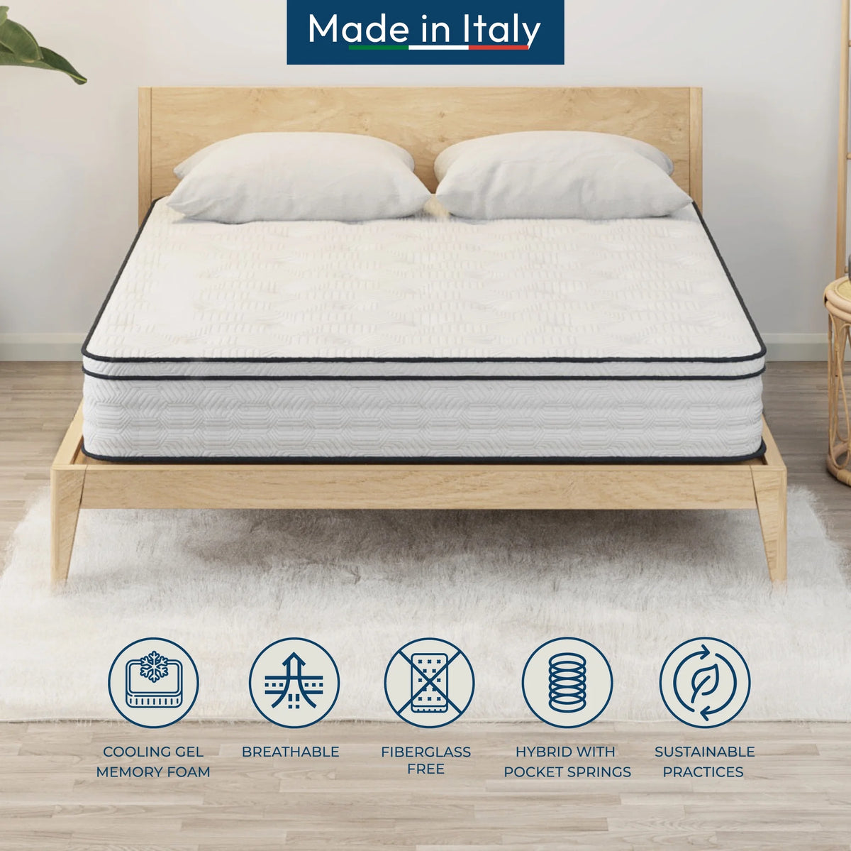 12 Full Hybrid Pocket Spring Comfort Foam Medium Mattress Z861551