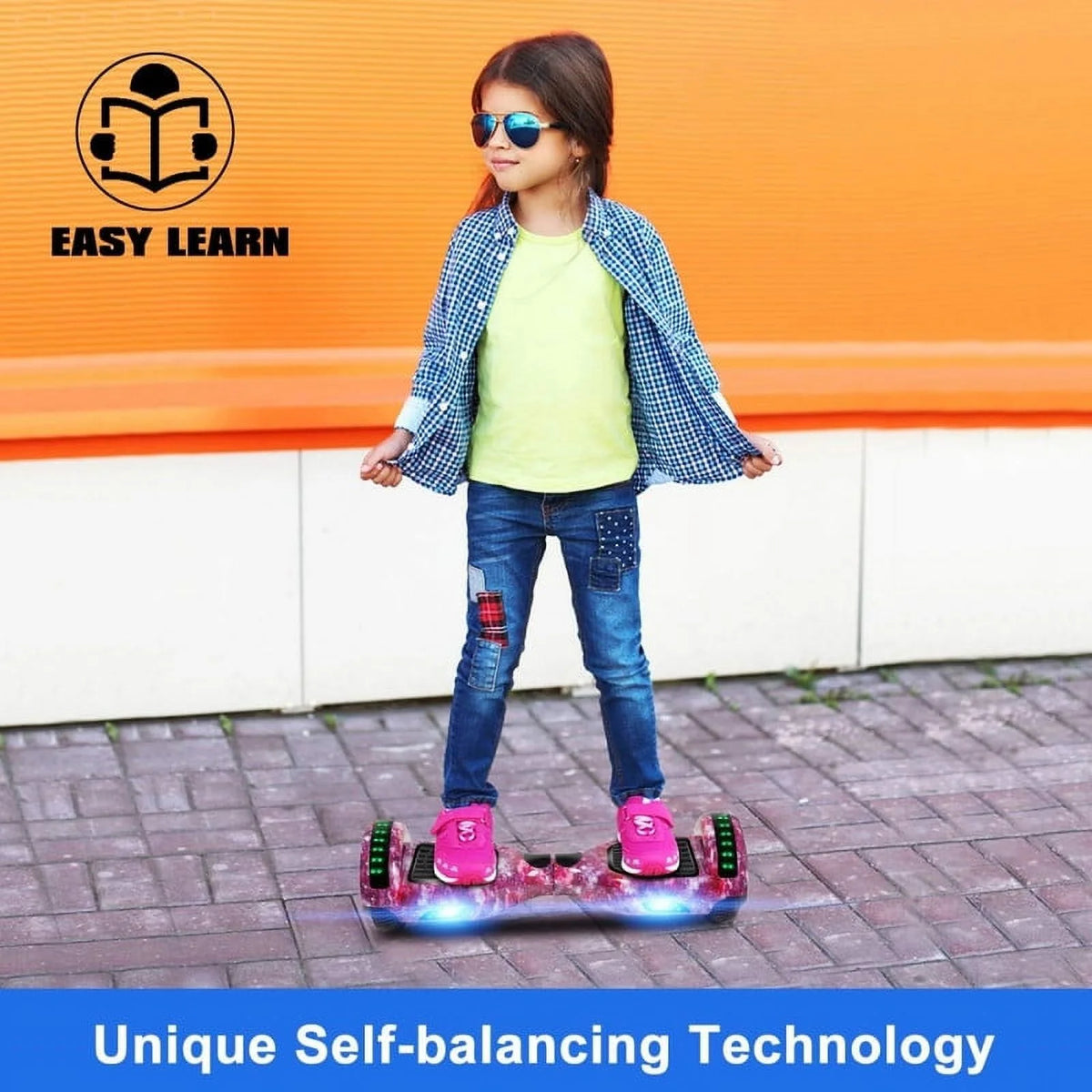 Pink 6.5 Electric Balance Wheel Scooter with Wireless Speaker B529