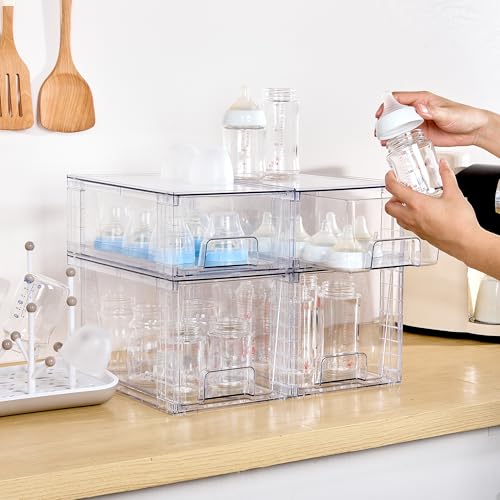4 Pack Clear Stackable Plastic Storage Drawers X9093