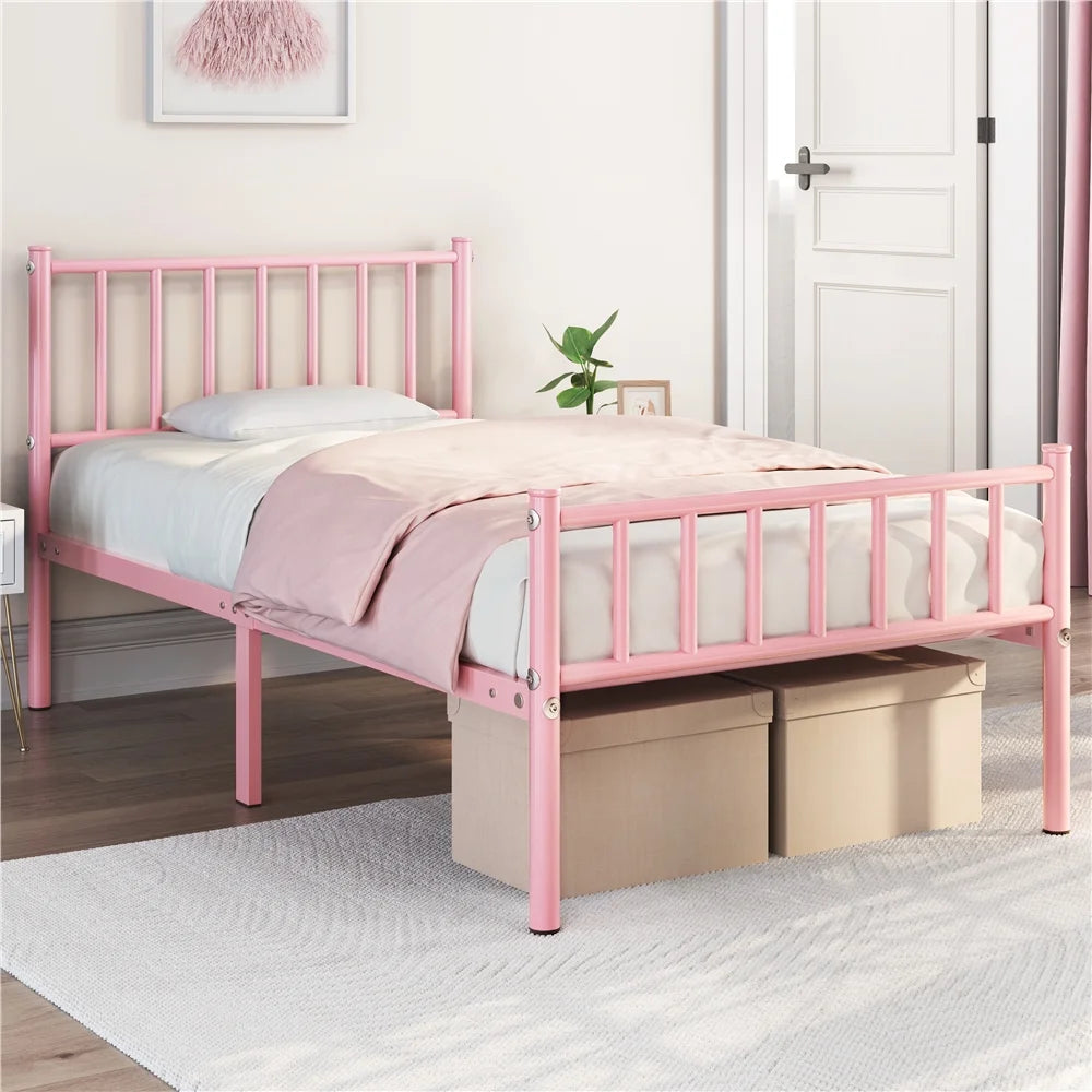 Queen Metal Bed Frame with Spindle Headboard and Footboard B902