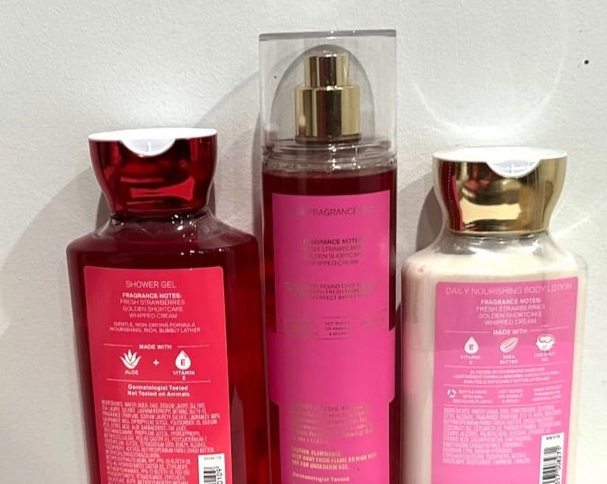 Strawberry Pound Cake Body Lotion, Fragrance Mist, and Shower Gel Trio Set W665