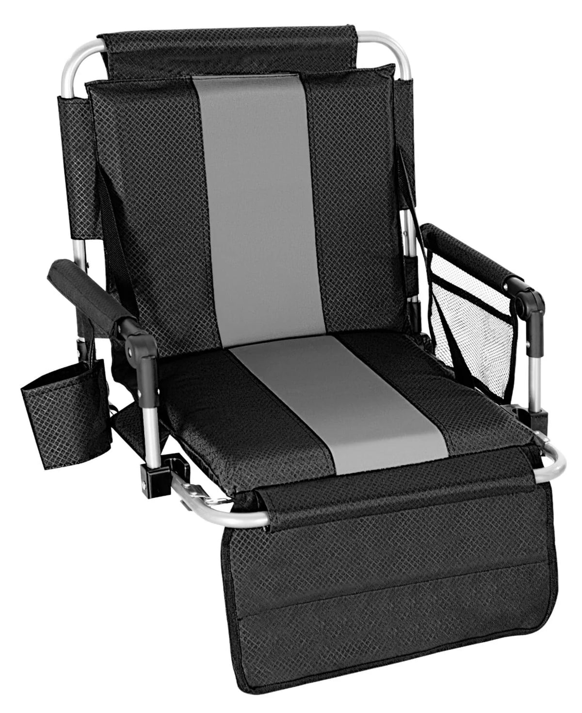 Folding Portable Stadium Seat Chair with Arm Rest, Black Grey Z4672