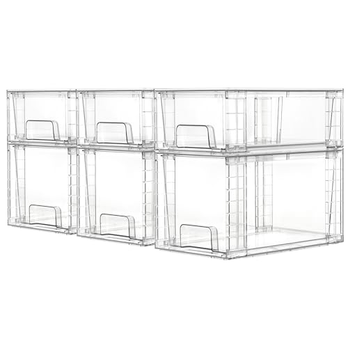 4 Pack Clear Stackable Plastic Storage Drawers X9093