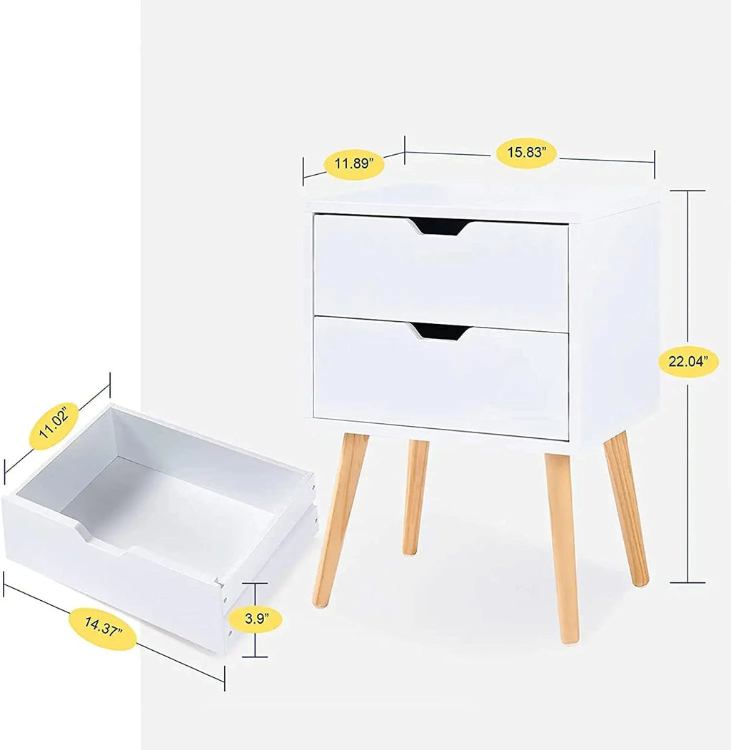 White Storage Drawer Nightstand B271