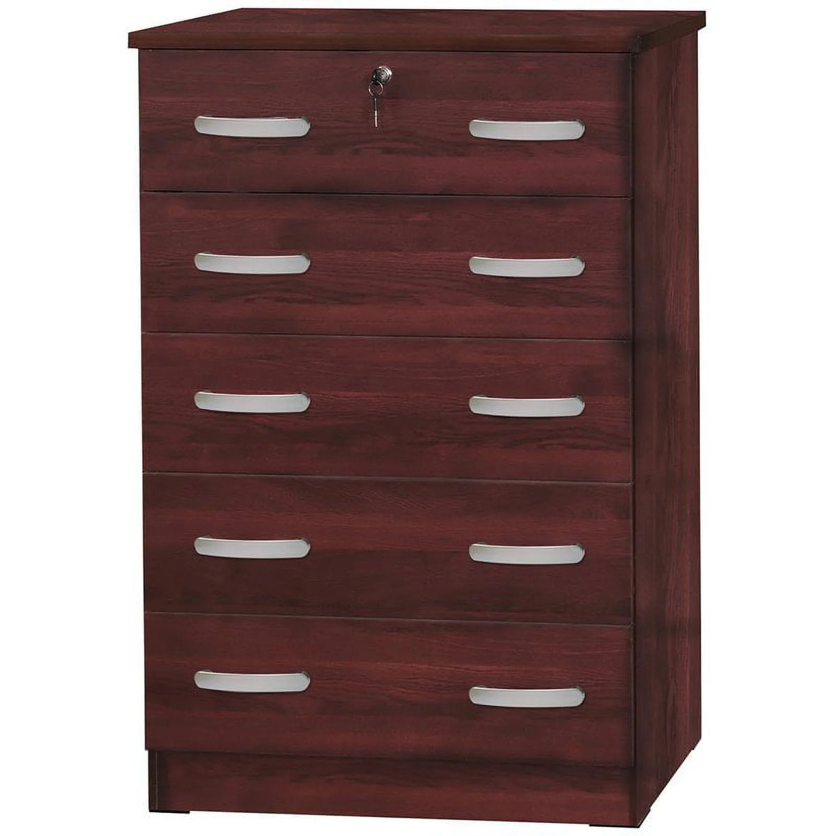 Twin Captains Bed & Dresser with Lock in Mahogany A103