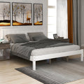 Queen White Wood Platform Bed Frame with Headboard F757