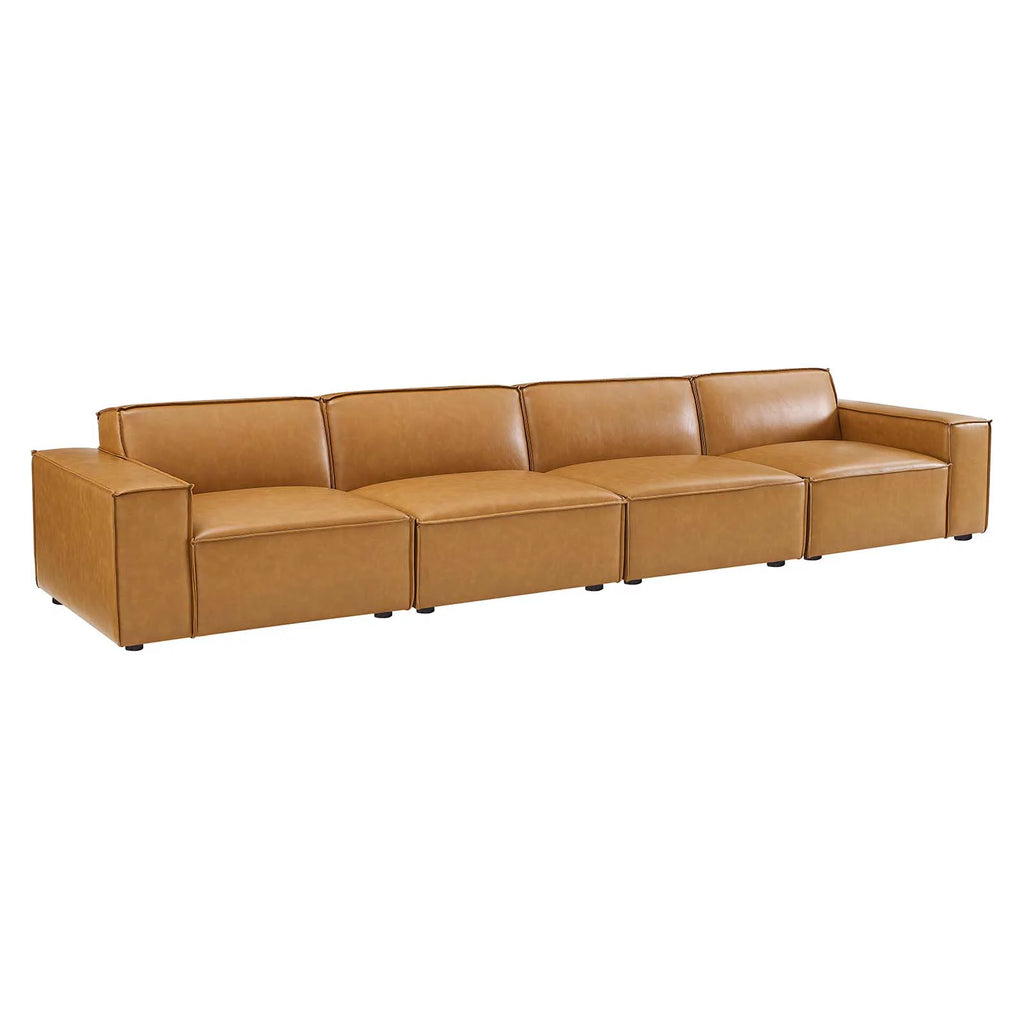 Tan Vegan Leather 4-Piece Sofa U964