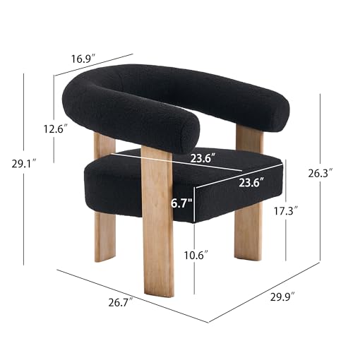 White Upholstered Armchair with Solid Wood Legs K57243
