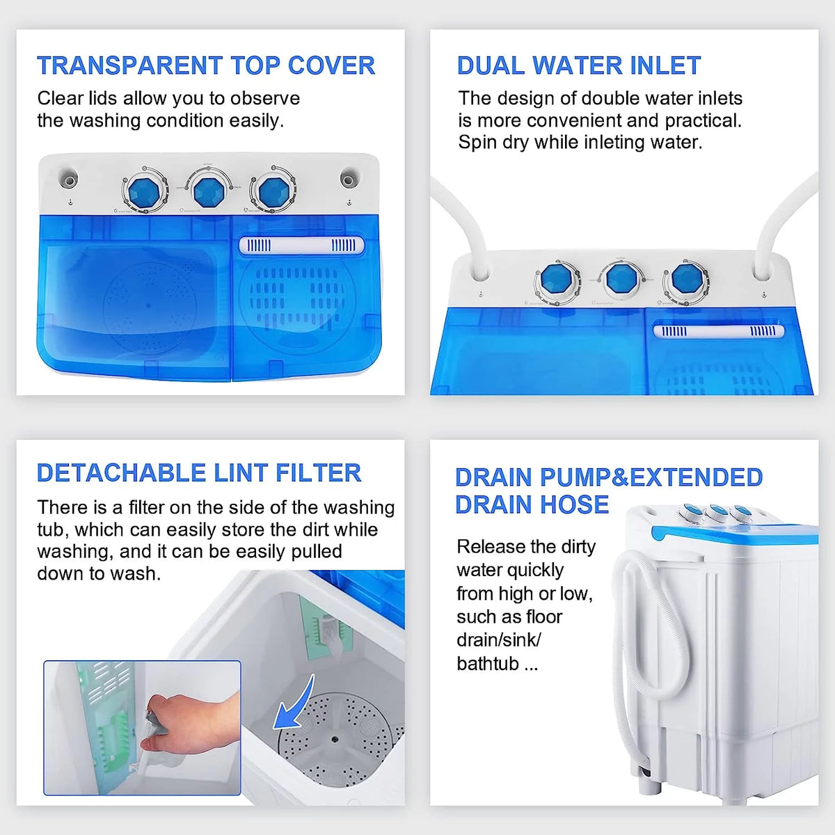 Portable 17.6lbs Twin Tub Washing Machine Y65721