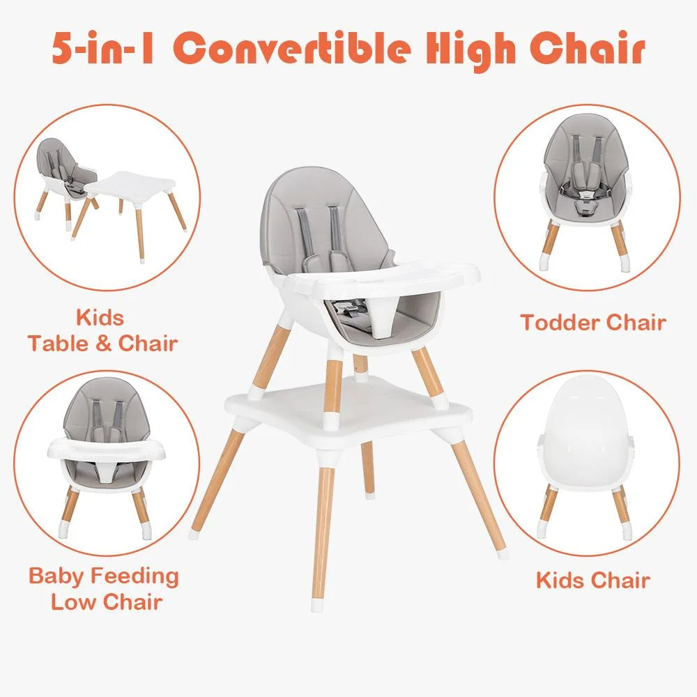Wooden Gray Convertible High Chair H581