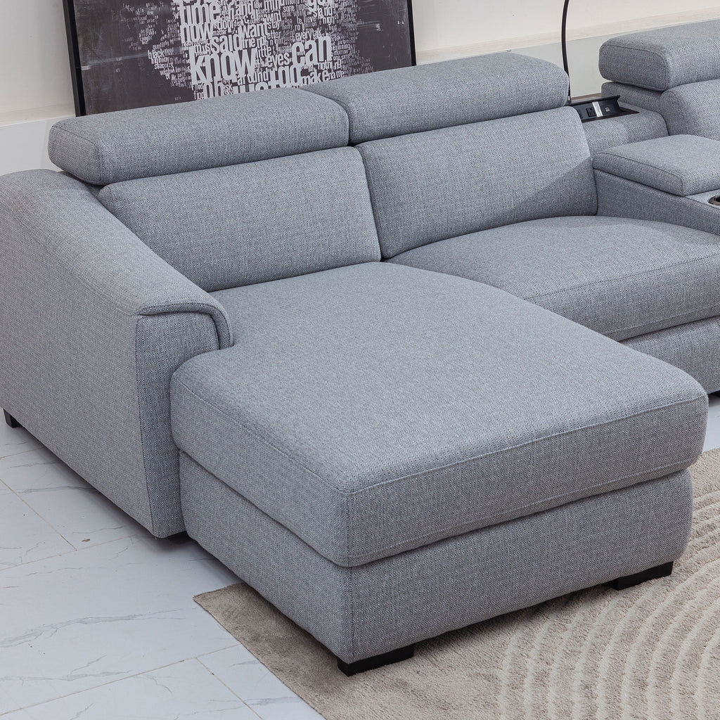 Light Grey 6 Pc Reclining Sectional with Left Hand Facing Chaise Y5521