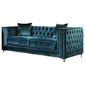 Dark Teal Velvet Tufted Loveseat K26092
