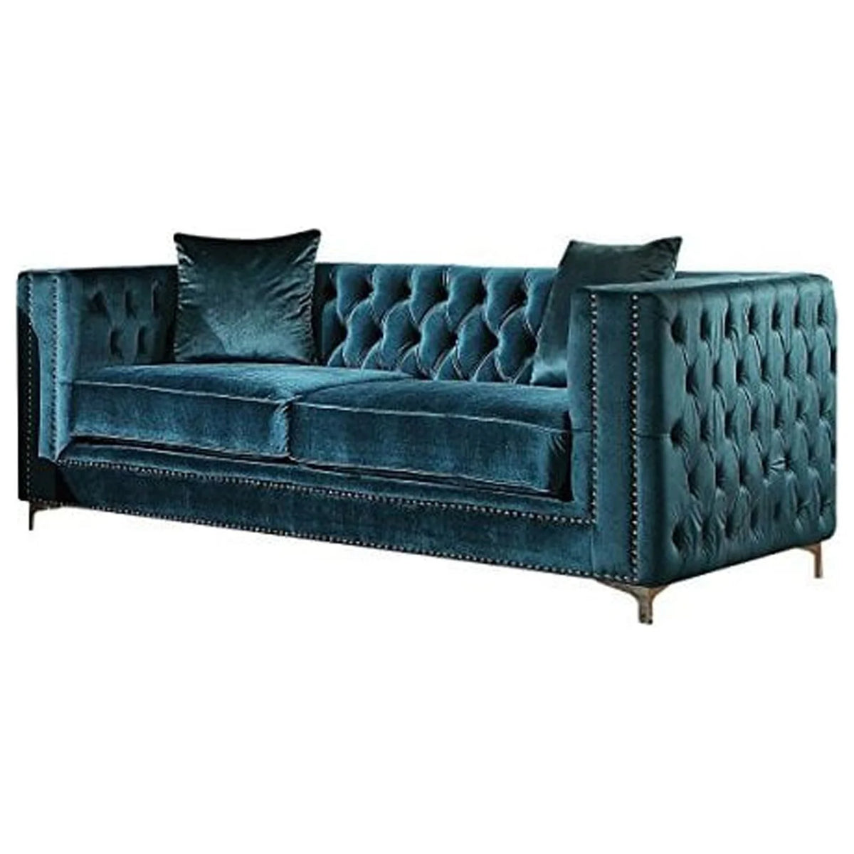 Dark Teal Velvet Tufted Loveseat K26092