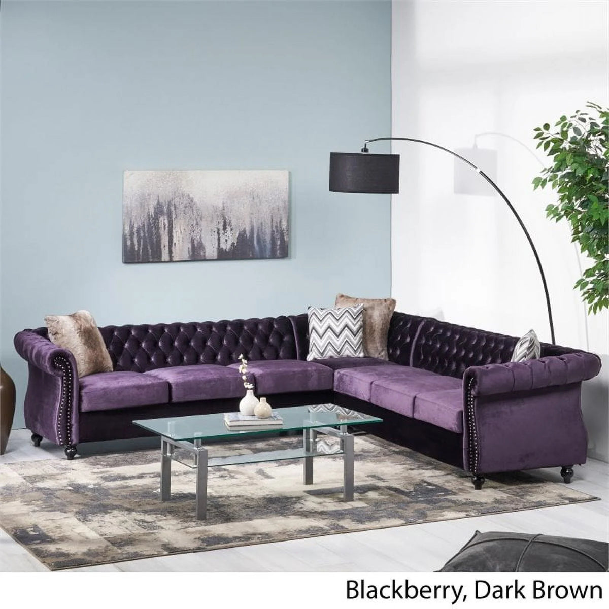 7 Seat Velvet Tufted Chesterfield Sectional X4377
