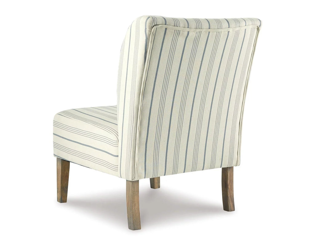 Cream with Blue Pinstripe Armless Accent Chair R62257