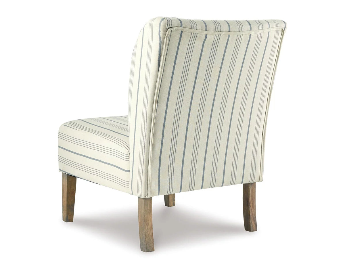 Cream with Blue Pinstripe Armless Accent Chair R62257