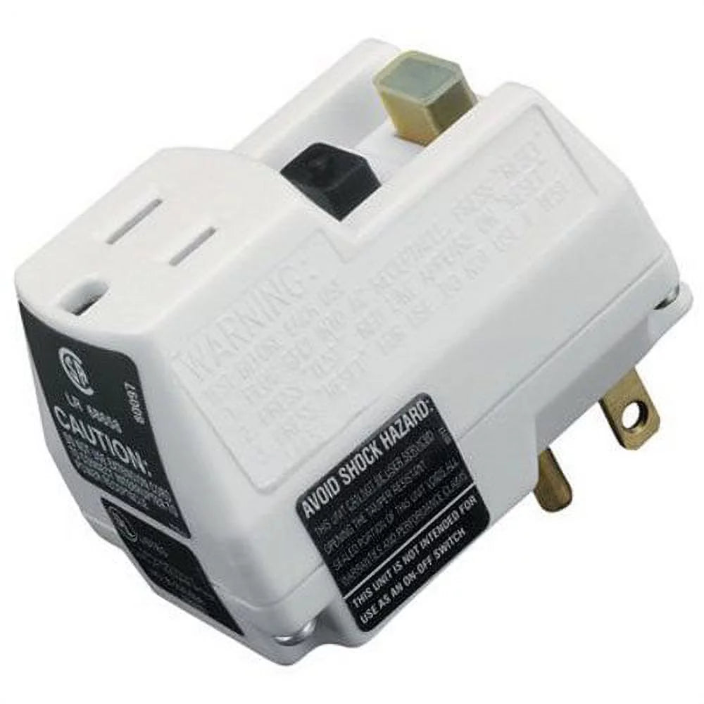 White GFCI Plug with Surge Protection Electrical Outlet H802