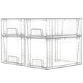 4 Pack Clear Stackable Plastic Storage Drawers X9093