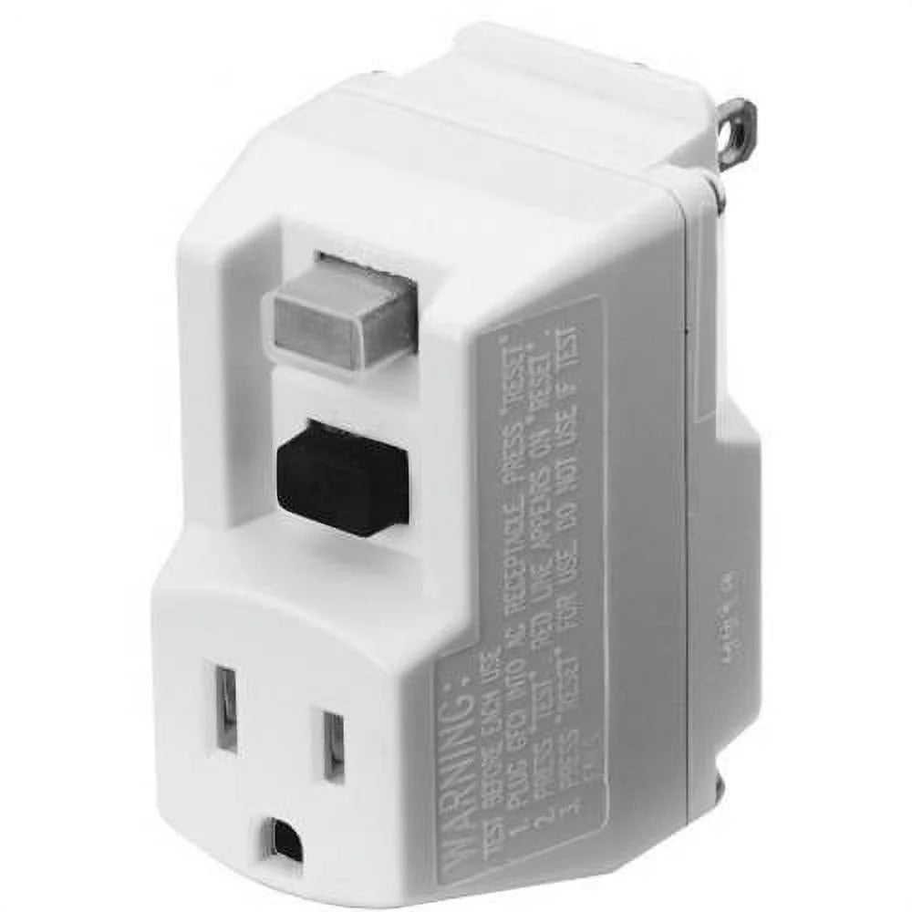 White GFCI Plug with Surge Protection Electrical Outlet H802