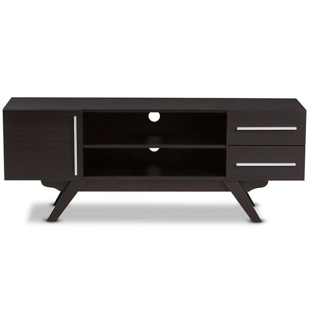 60" Mid-Century Modern TV Stand Console Entertainment Center in Dark Brown J59983