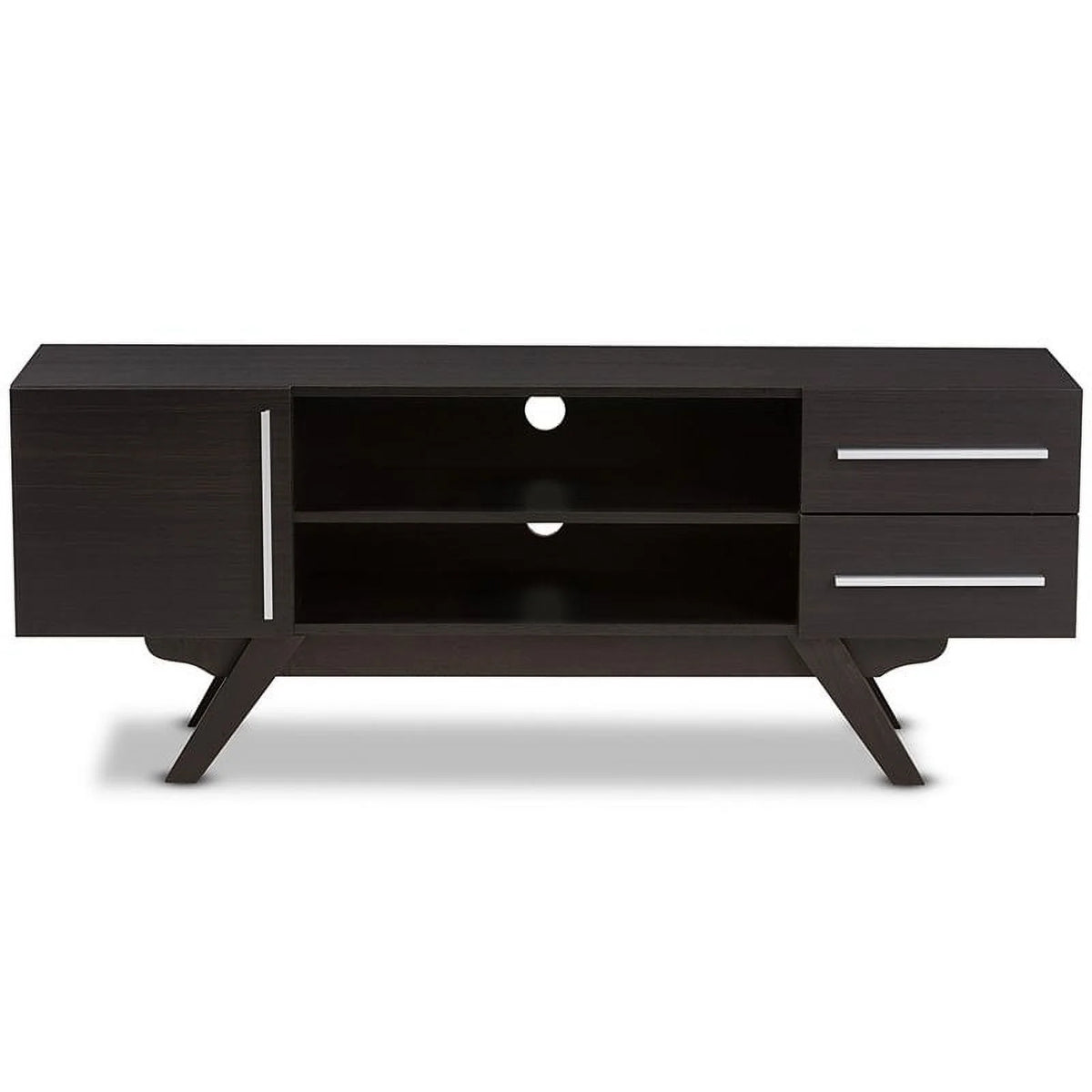 60" Mid-Century Modern TV Stand Console Entertainment Center in Dark Brown J59983