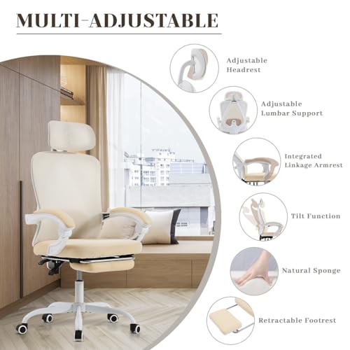 Ergonomic Office Chair with Footrest, Mesh, Adjustable Lumbar Support U54161