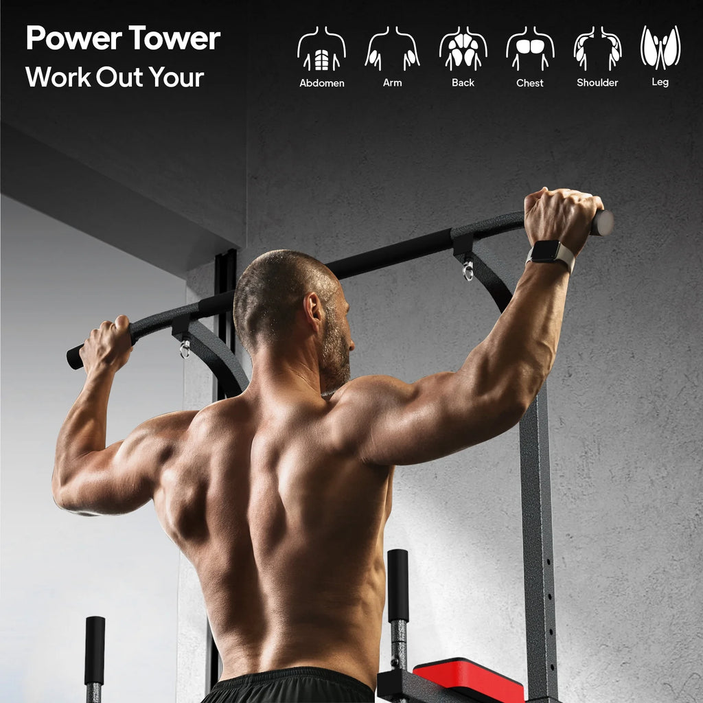Multifunction Power Tower Dip Station Pull up Bar Power Rack 480lbs N637