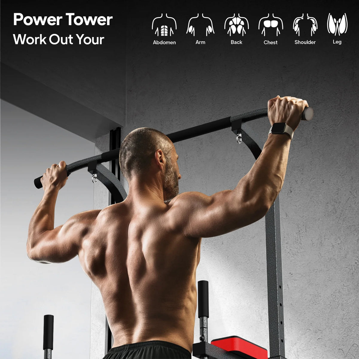 Multifunction Power Tower Dip Station Pull up Bar Power Rack 480lbs N637