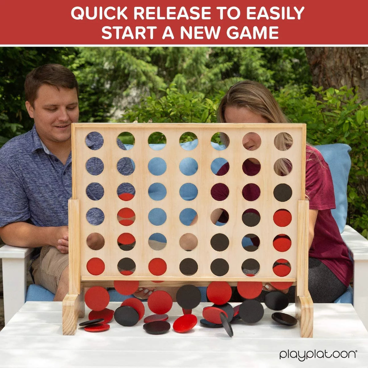Wooden 4 in a Row Game with Coins, Case and Rules P9713