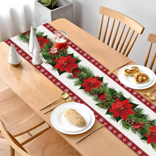 Red Christmas Table Runner 13 x 60 Inch O168