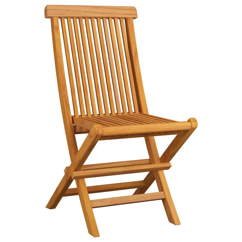 Set of 2 Taupe Cushion Teak Wood Foldable Outdoor Dining Chair P11689