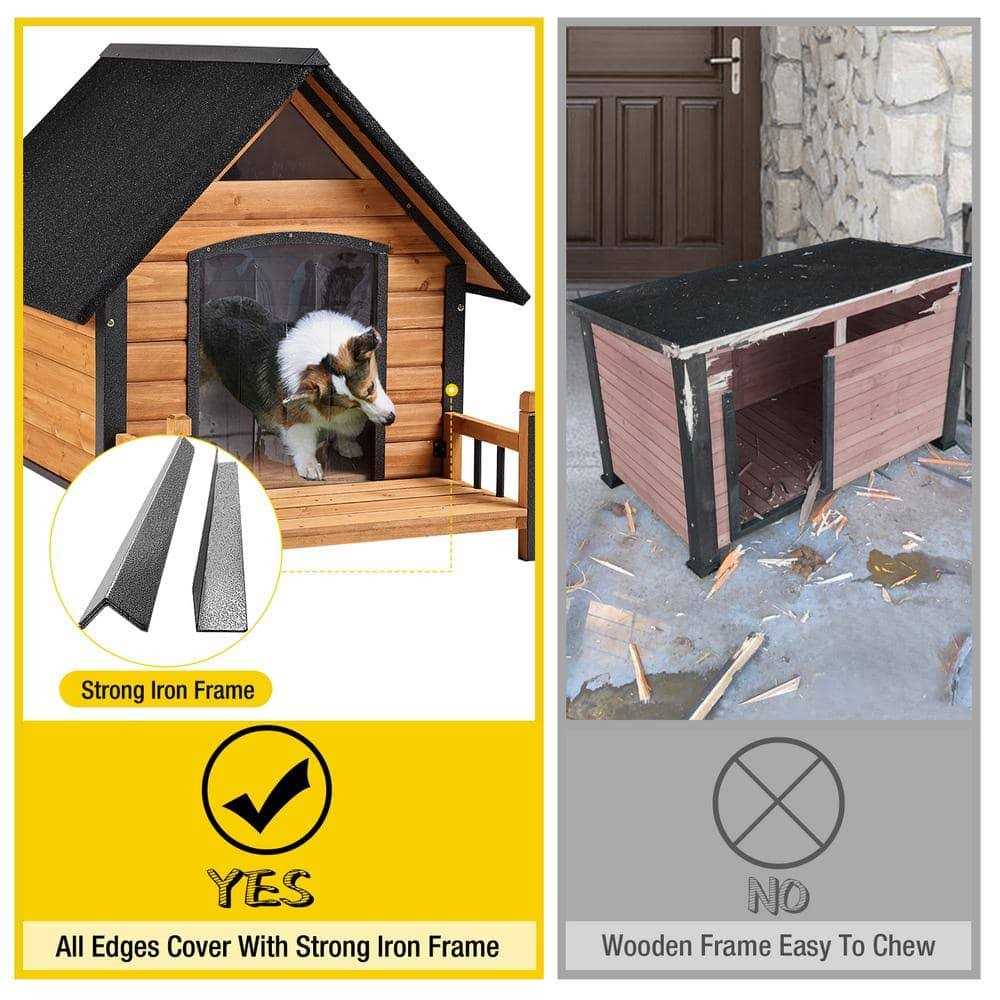Outdoor Dog House with Porch Iron Frame E5948