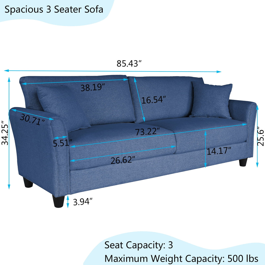 Linen Upholstered 3-Seater Loveseat Y201